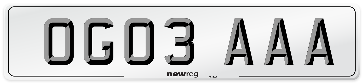 OG03 AAA Number Plate from New Reg